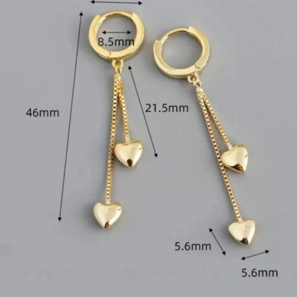 COPY - Gold Heart Dangle Tassel Huggie Hoop Earrings
Brand New - Picture 4 of 4